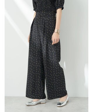 earth music&ecology 花柄ワイドパンツ Black