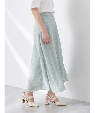 earth music&ecology フラワープリントフレアスカート Mint