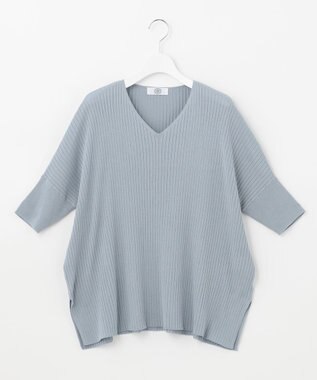 J.PRESS LADIES 【洗える】コットンシルクリラクシー Vネック ニット ダルブルー系