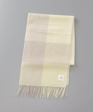 AURORA LANVIN en Bleu ランバン オン ブルー  ウール　チェック柄マフラー ペールイエロー