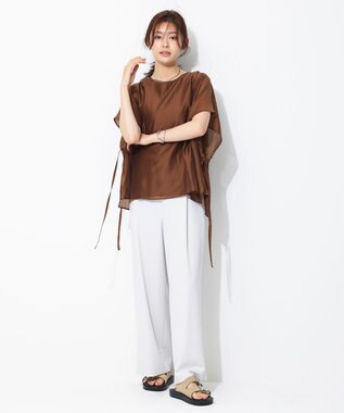 UNFILO シアー レイヤード Tシャツ ブラウン