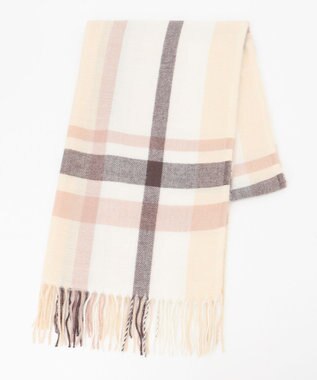 ANY SIS マルチチェック ストール ピンクベージュ系