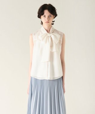 GRACE CONTINENTAL チンツボウタイノースリーブブラウス ホワイト