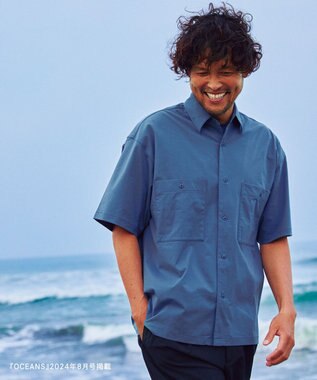 UNFILO MENS 【コラボ】オーシャンパシフィック ポケットシャツ ブルーグレー