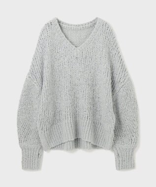 GRACE CONTINENTAL スパンコール畦ニットトップ グレー