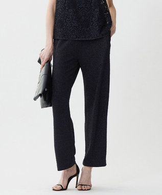 【洗える】 シャイニーラメジャガード セミワイドパンツ