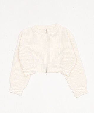 WEGO ダブルZIPニットカーデ ホワイトアイボリー