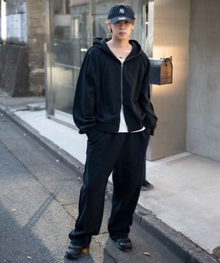 WEGO 【ユニセックス着用ITEM/ウエストゴム】スウィッチングスウェットパンツ ブラック