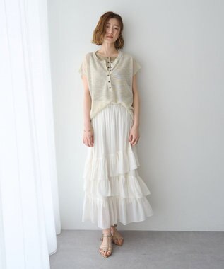 YECCA VECCA 【2点SET】ヘンリーネックスラブシアーニット Light Beige