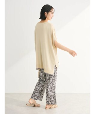 Green Parks 推しニット　裾ラインポンチョ型チュニック Gray Beige
