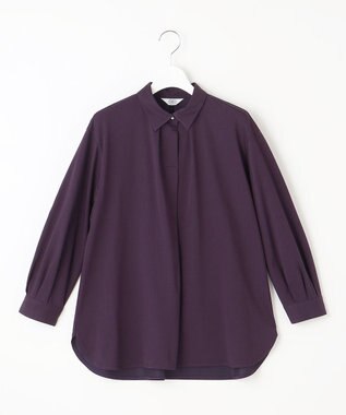 J.PRESS LADIES 【吸水速乾】OUKAプレーティング シャツカラー カットソー パープル系