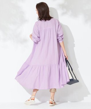 ANY 【洗える】ライトリネンクロス ワンピース パープル