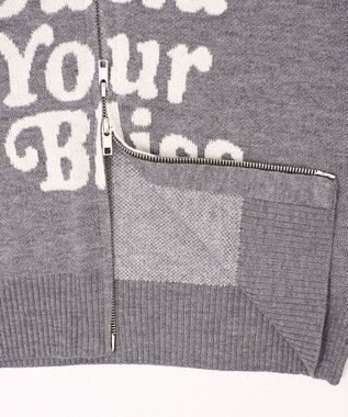 WEGO グラフィックジャガードニットZIPパーカー グレー