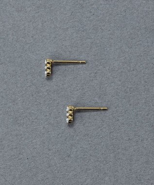 Phoebe 〈金属アレルギー対応〉タイニーレクタングルビジューピアス　小粒/小さい/小さめ/セカンドホール ゴールド