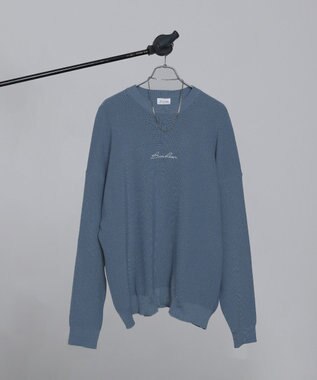 WEGO 【2点SET】アクセ付きワンポイントニットプルオーバー サックス