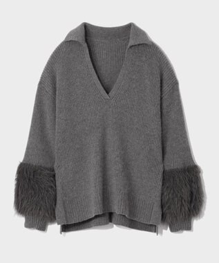 GRACE CONTINENTAL フェザースリーブニットトップ グレー