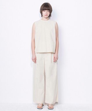 NAVE 【ReNAVE・洗える/撥水加工/接触冷感/UVケア/セットアップ】ナイロンタスラン ノースリブラウス アイボリー系