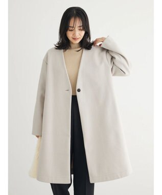 Green Parks 洗えるＶネックミディ丈コート Light Beige