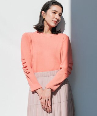 組曲 Elena フリルスリーブ ニットプルオーバー コーラル系