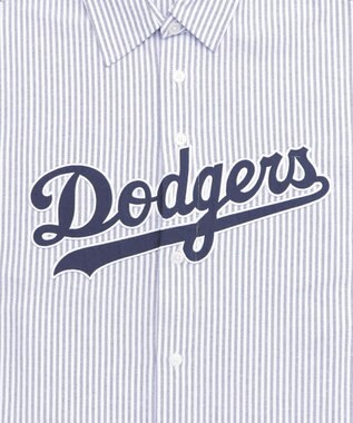 WEGO 【ユニセックス着用ITEM】別注MLBストライプグラフィックシャツ（SS） ブルーストライプ