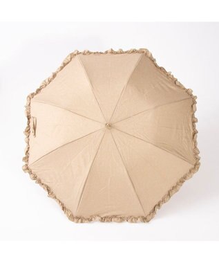 UNBILLION カシュネ cachenez / 【晴雨兼用】【日傘】 シャンプレーフリルトップレス折りたたみ傘 キャメル