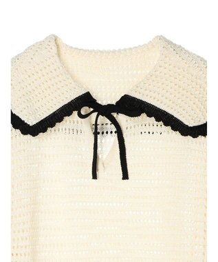 Green Parks クロシェ風セーラーカラーニット Off White