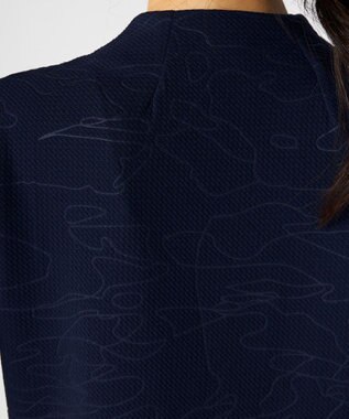 FILA GOLF／marie claire 【FILA GOLF】 チェッカーフラッグ柄エンボス半袖シャツ ネイビー