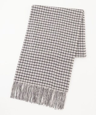 自由区 カシミヤ紡毛ガンクラブチェック ストール モノトーン系