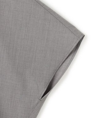 ICB L 【洗える】T/Wブロード ボウタイブラウス ライトグレー系