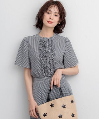  【先行予約】【WEB限定】サッカーギンガムチェック フロントフリルブラウス