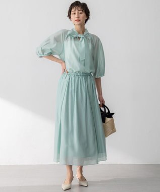 23区 【WEB&一部店舗限定/洗える】ライトシアーミクスチャー スカート スモーキーグリーン系