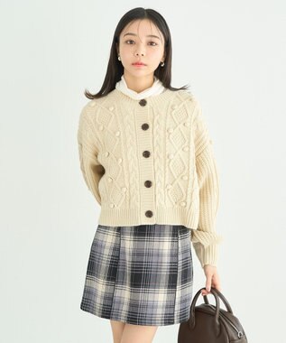 earth music&ecology ポップコーンケーブルカーディガン Ivory