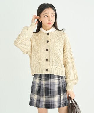 earth music&ecology ポップコーンケーブルカーディガン Ivory