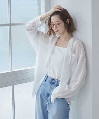 WEGO 【2026年春夏新作】シアーフードシャツ ホワイトアイボリー