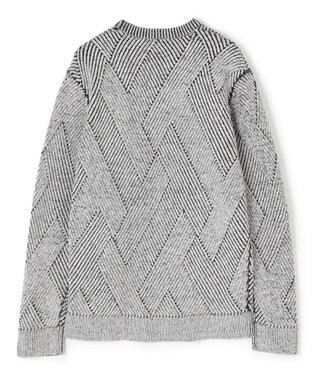 JOSEPH HOMME ビッグジオメトリージャガード　クルーネック ライトグレー系