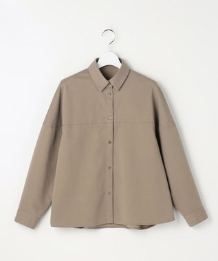 自由区 ブラッシュドコットンサテン シャツ カーキ