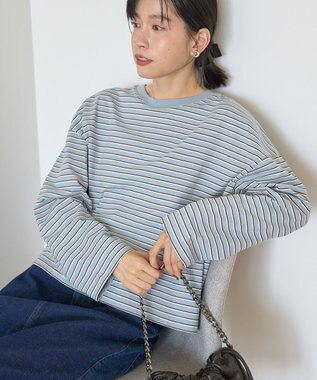 AMERICAN HOLIC カラーボーダークロップド丈プルオーバー Brown