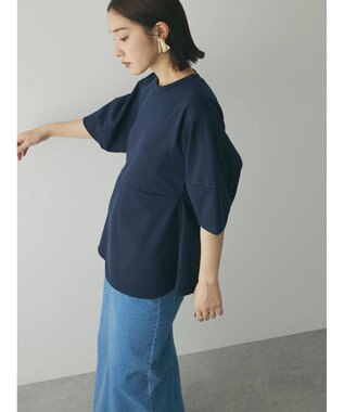Green Parks armonia. ペプラム切替トップス Navy