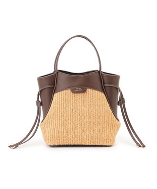 23区 【先行予約】ペーパーライクコンビ ショルダーバッグ (S) ブラウン×ベージュ