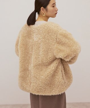 AMERICAN HOLIC ノーカラーフェイクファーコート Beige