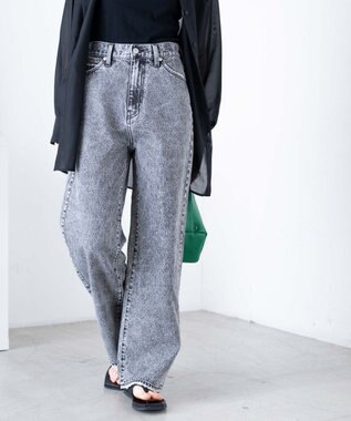 WEGO ウエストフィットワイドストレートデニムパンツ ブラックその他