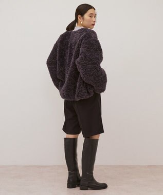 AMERICAN HOLIC ノーカラーフェイクファーコート Charcoal Gray