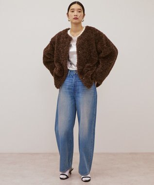 AMERICAN HOLIC ノーカラーフェイクファーコート Brown