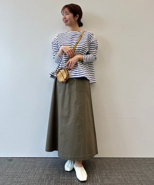 UNFILO 【GLOW 6月号掲載/洗える/ストレッチ】ライトコットン スカート カーキ