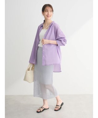 Green Parks インド綿 ボイルゆったりシャツ Purple