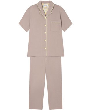 une nana cool 【綿100%】70/2 天竺 半袖開襟パジャマ MADE WITH LIBERTY FABRIC グレイッシュベージュ