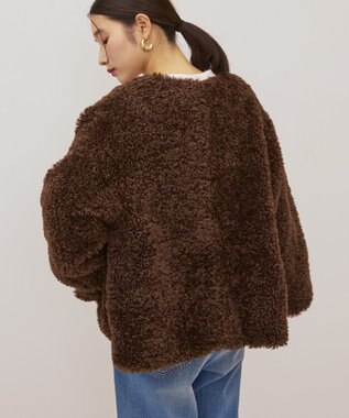 AMERICAN HOLIC ノーカラーフェイクファーコート Brown