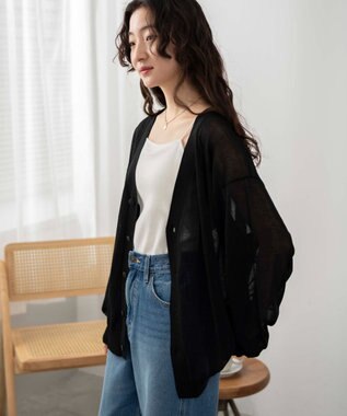 WEGO 【ユニセックス着用ITEM/紫外線対策/冷房対策】シアーカーディガン ブラック