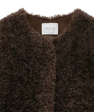 AMERICAN HOLIC ノーカラーフェイクファーコート Brown