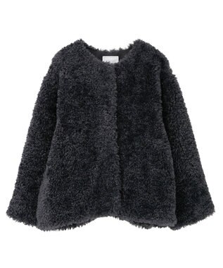 AMERICAN HOLIC ノーカラーフェイクファーコート Charcoal Gray